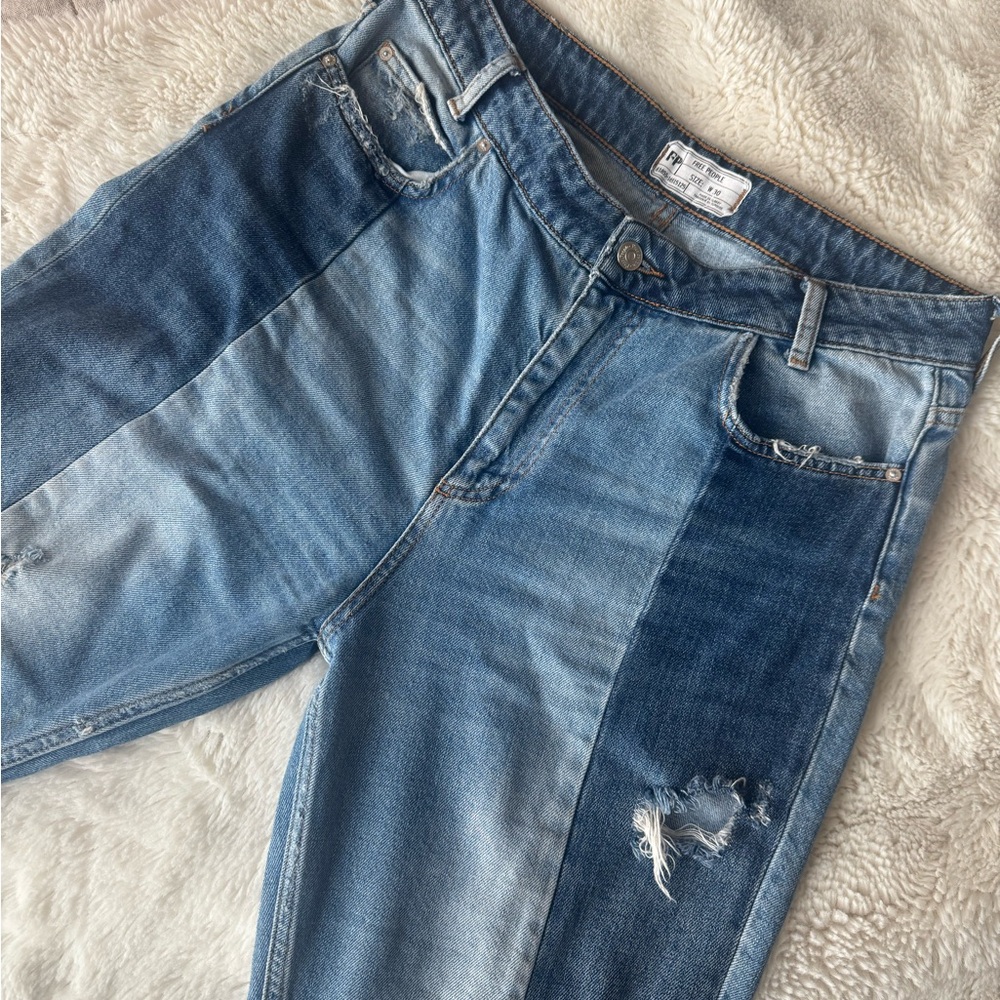Free People Two Toned Blue Denim Jeans